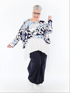 Shirt kurz kastig Sommer blau AKH 7011 Isalie [OneSize | blau/weiß]