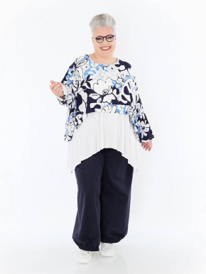Shirt kurz kastig Sommer blau AKH 7011 Isalie [OneSize | blau/weiß]