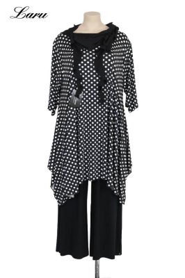 Shirt Slinky ALine ausgestellt 5936 schwarz Punkte [OneSize | schwarz/weiß]