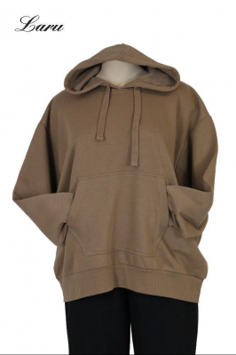 Kuschel Shirt Hoody kurz mit Tasche [OneSize | dunkelgrau]