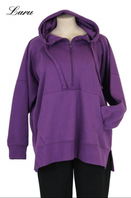 Kuschel Shirt Hoody mit Zippo [OneSize | Lila]