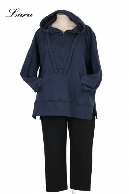 Kuschel Shirt Hoody mit Zippo [OneSize | dunkelblau]