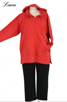 Kuschel Shirt Hoody mit Zippo [OneSize | Rot]