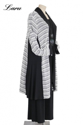 Feinstrick Cardigan 773 [5 | weiß/schwarz]