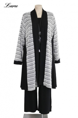 Feinstrick Cardigan 773 [5 | weiß/schwarz]