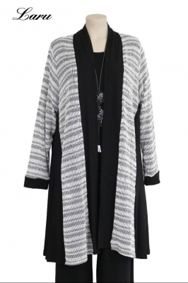 Feinstrick Cardigan 773 [5 | weiß/schwarz]