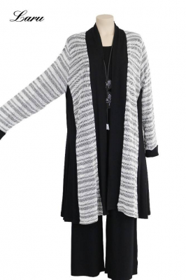 Feinstrick Cardigan 773 [5 | weiß/schwarz]