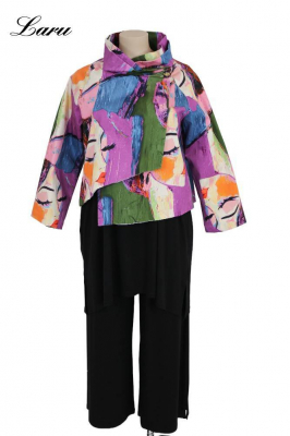 Jacke kurz 7690P Picasso lila dunkelgrün [OneSize | Mehrfarbig]