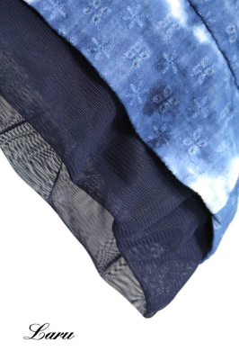 Kleid Blue batik mit Spitze MR6956 [OneSize | blau/weiß]