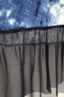 Kleid Blue batik mit Spitze MR6955 [OneSize | blau/weiß]
