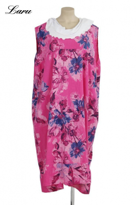 Leinenkleid Flower Oversize 92243 [OneSize | Pink]