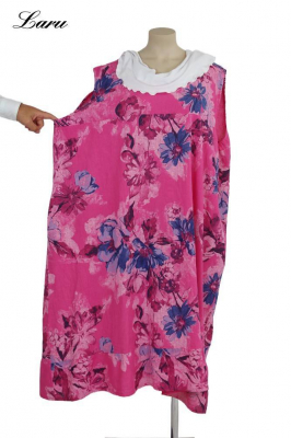 Leinenkleid Flower Oversize 92243 [OneSize | Pink]