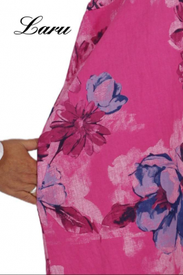 Leinenkleid Flower Oversize 92243 [OneSize | Pink]