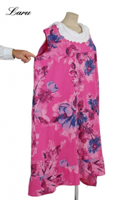 Leinenkleid Flower Oversize 92243 [OneSize | Pink]
