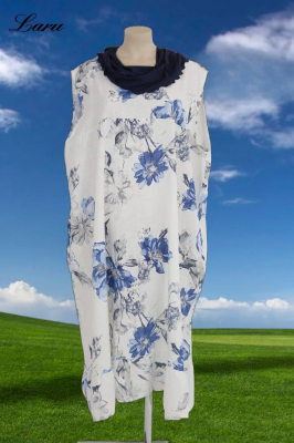 Leinenkleid Flower Oversize 92243 [OneSize | weiß]