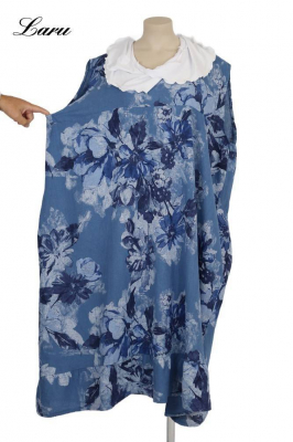 Leinenkleid Flower Oversize 92243 [OneSize | jeansblau]
