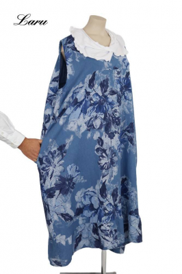 Leinenkleid Flower Oversize 92243 [OneSize | jeansblau]