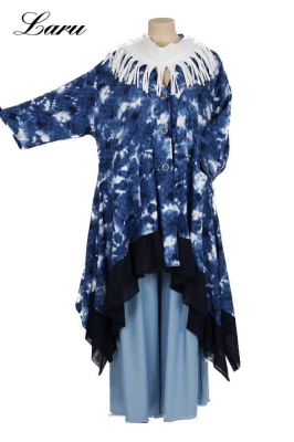 Mantel Blue batik mit Tüll MR6954 [OneSize | blau/weiß]