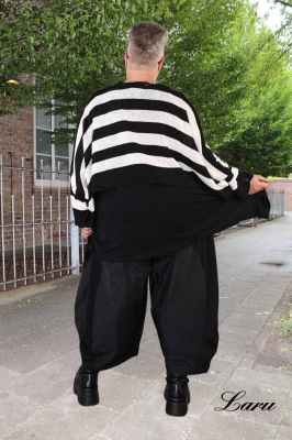 Strickpullover Überwurf gestreift AKH 2537 weiß