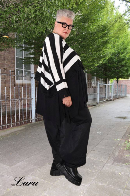 Strickpullover Überwurf gestreift AKH 2537 weiß