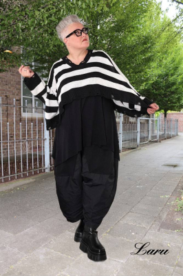 Strickpullover Überwurf gestreift AKH 2537 weiß