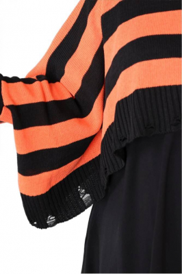Strickpullover Überwurf gestreift AKH 2537 orange