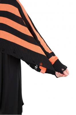 Strickpullover Überwurf gestreift AKH 2537 orange