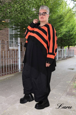Strickpullover Überwurf gestreift AKH 2537 orange