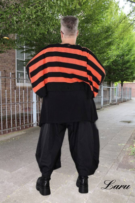 Strickpullover Überwurf gestreift AKH 2537 orange