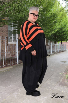 Strickpullover Überwurf gestreift AKH 2537 orange