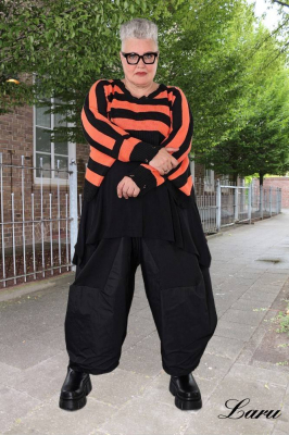 Strickpullover Überwurf gestreift AKH 2537 orange