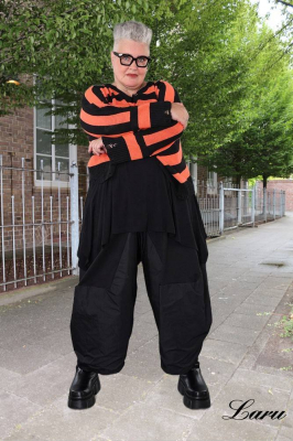 Strickpullover Überwurf gestreift AKH 2537 orange