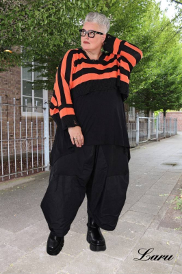 Strickpullover Überwurf gestreift AKH 2537 orange