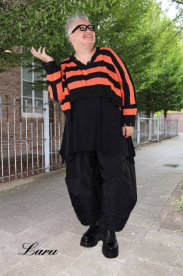 Strickpullover Überwurf gestreift AKH 2537 orange