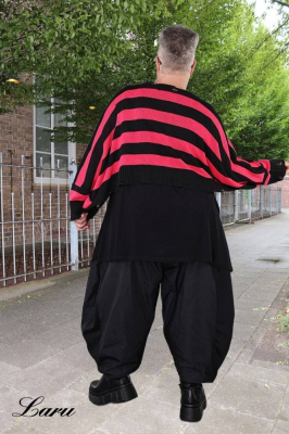 Strickpullover Überwurf gestreift AKH 2537 pink [OneSize | schwarz/pink]