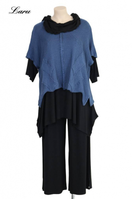 Strickpullover Bändchengarn 13543 [OneSize | jeansblau]