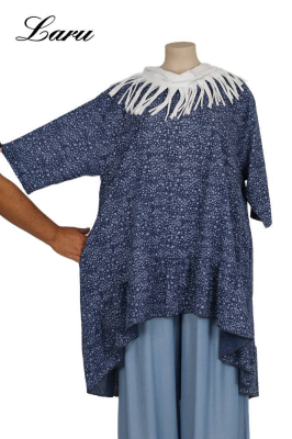 Shirt VoKuHiLa Blau Flower 6837 [OneSize | jeansblau]