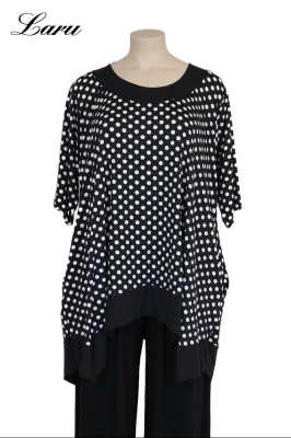 Shirt Slinky schwarz weiß Punkte 7213 Ansatz [OneSize | schwarz/weiß]