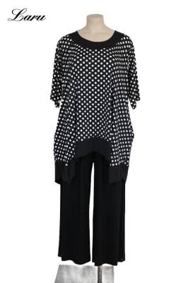 Shirt Slinky schwarz weiß Punkte 7213 Ansatz [OneSize | schwarz/weiß]