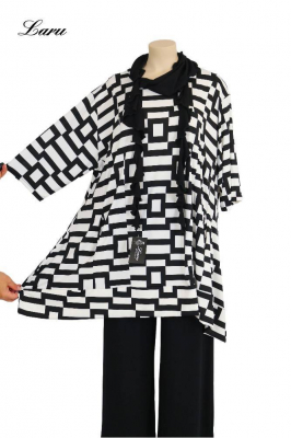 Shirt Slinky schwarz weiß Block 6761 ALine Taschen [OneSize | schwarz/weiß]