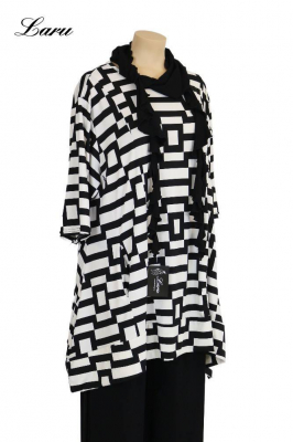 Shirt Slinky schwarz weiß Block 6761 ALine Taschen [OneSize | schwarz/weiß]