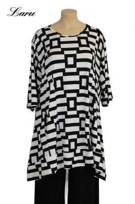 Shirt Slinky schwarz weiß Block 6761 ALine Taschen [OneSize | schwarz/weiß]