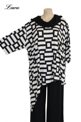 Shirt Slinky schwarz weiß Block 7027 asymetrisch [OneSize | schwarz/weiß]