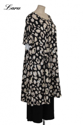 Longshirt Kurzkleid Oversize Gepard 6424  [OneSize | schwarz/taupe]
