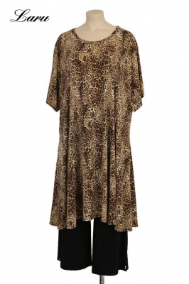 Longshirt Kurzkleid Oversize Leopard 6424  [OneSize | camel]