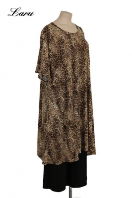 Longshirt Kurzkleid Oversize Leopard 6424  [OneSize | camel]