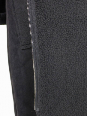 Kunstwildledermantel in schwarz mit Teddy 6655