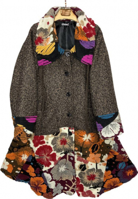 Wollmantel Patchwork braun meliert 6074 [OneSize | braun meliert]