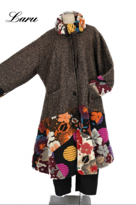 Wollmantel Patchwork braun meliert 6074 [OneSize | braun meliert]