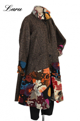 Wollmantel Patchwork braun meliert 6074 [OneSize | braun meliert]